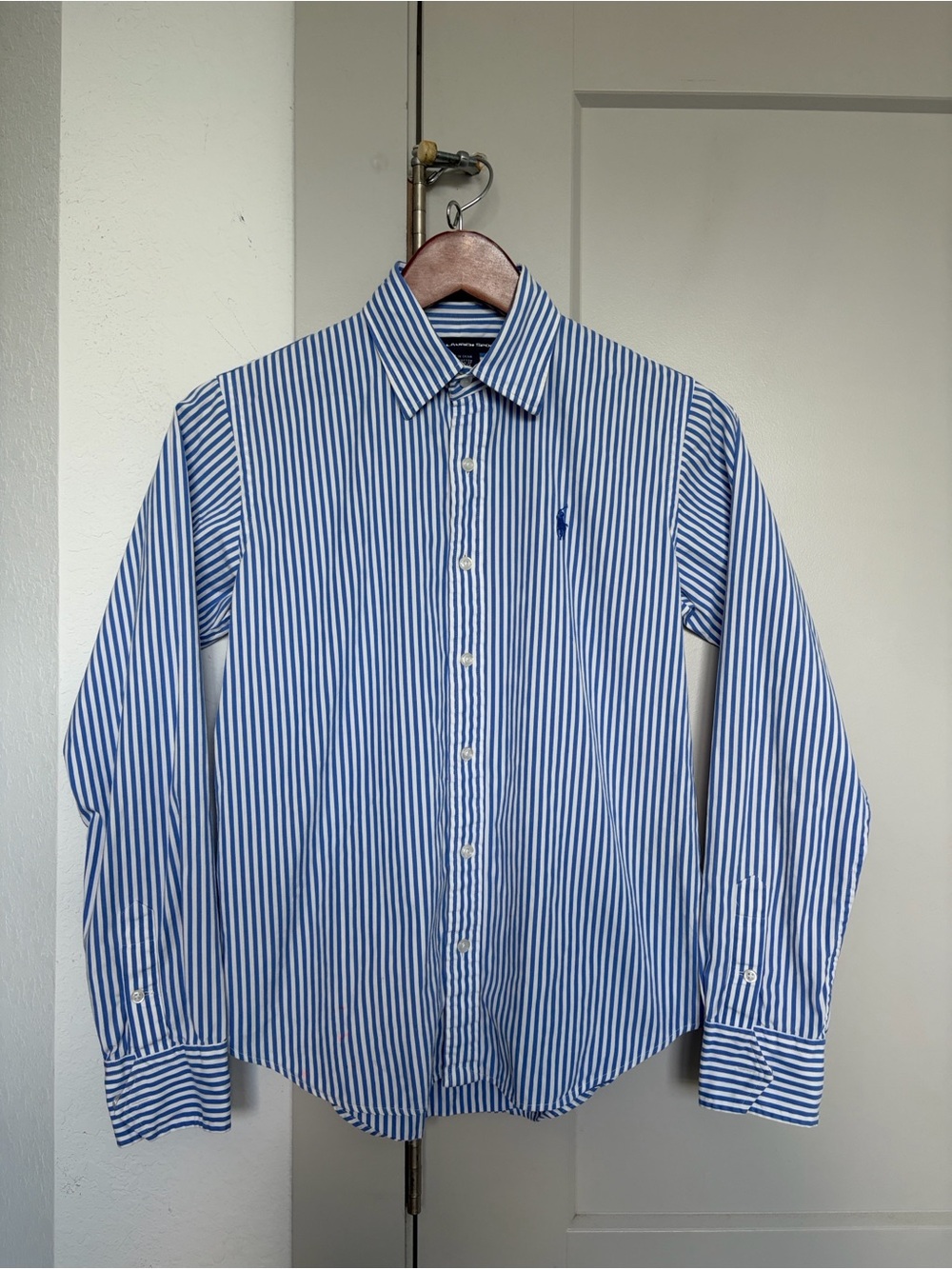 RALPH LAUREN SPORT CLASSIC FIT STRIPED SHIRT BLUE/WHITE WOMEN’S 4